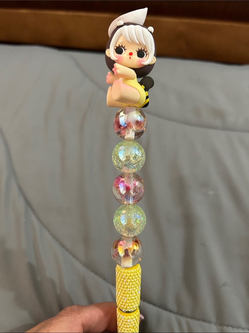 Yellow Bee Girl Beaded Pen